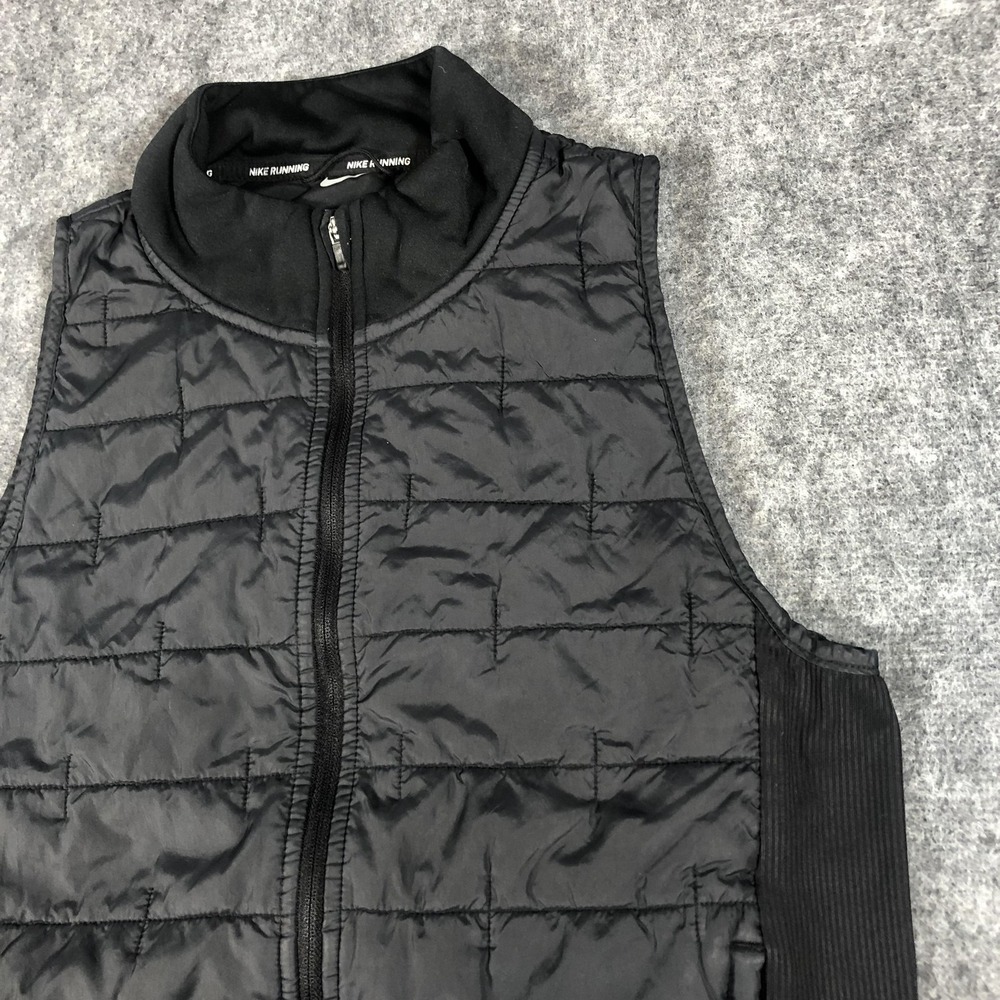 Nike Therma-Fit Running Vest Wome's Small Black Quilted‎ Zip Pockets Insulated - Picture 4 of 14